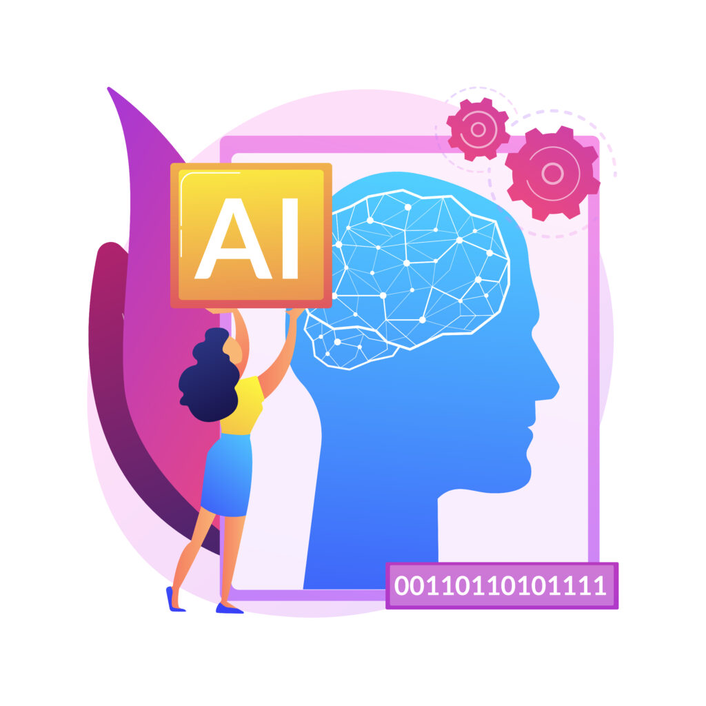 Vector illustration of AI, machine learning, artificial intelligence 