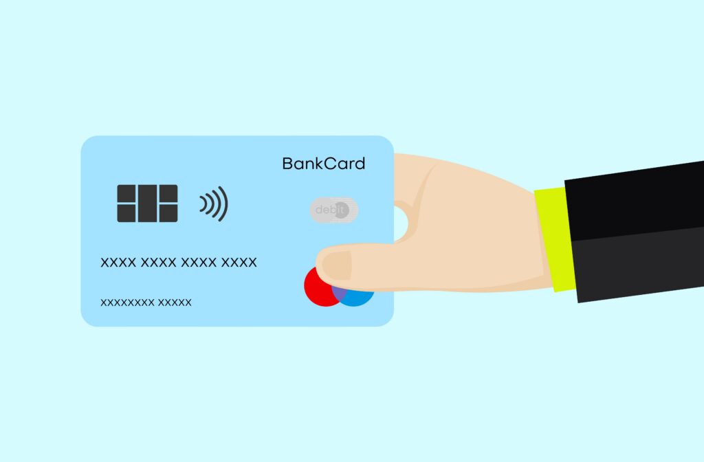 Vector image of hand with a bank card 